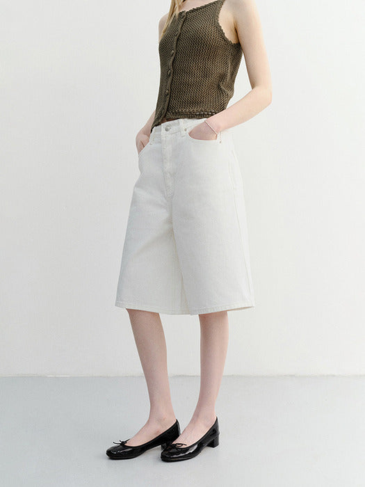 Dunst Relaxed Bermuda Denim Shorts Ivory