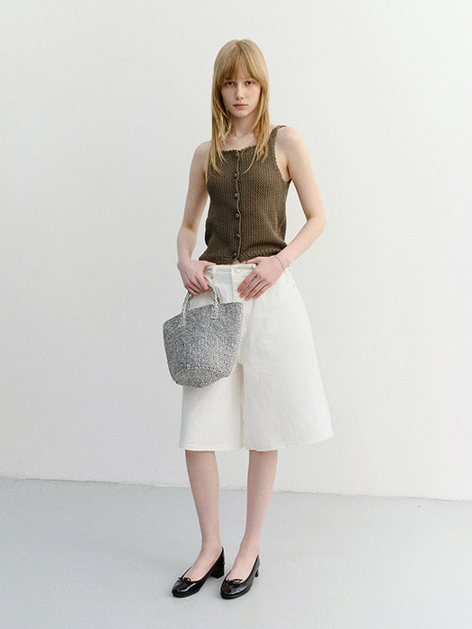 Dunst Relaxed Bermuda Denim Shorts Ivory