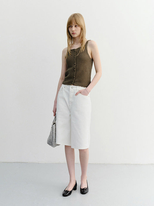 Dunst Relaxed Bermuda Denim Shorts Ivory