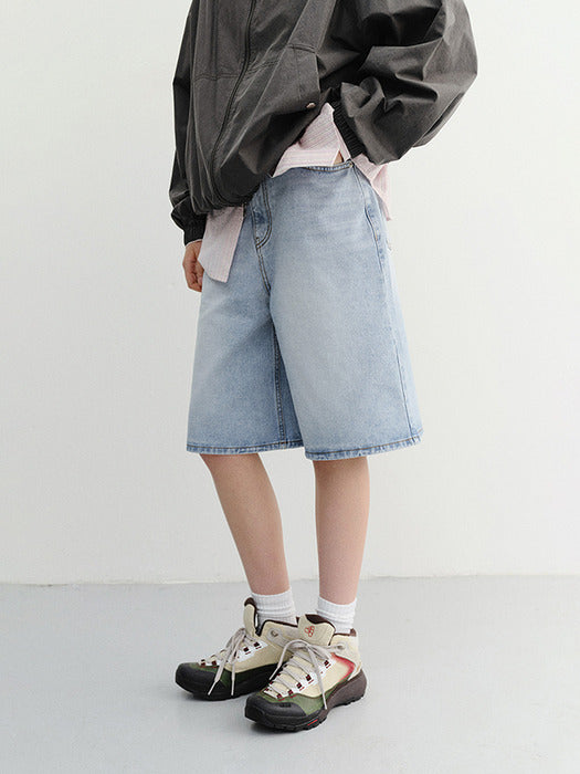 Dunst Relaxed Bermuda Denim Shorts Light Blue