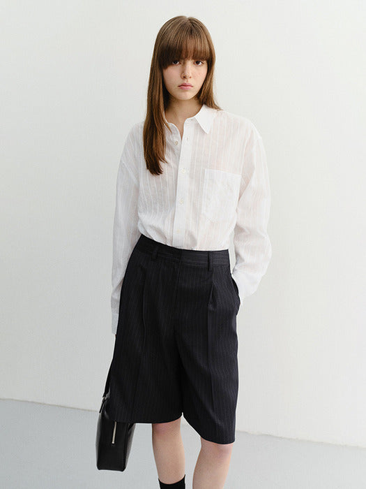 Dunst Bermuda Shorts Navy Stripe