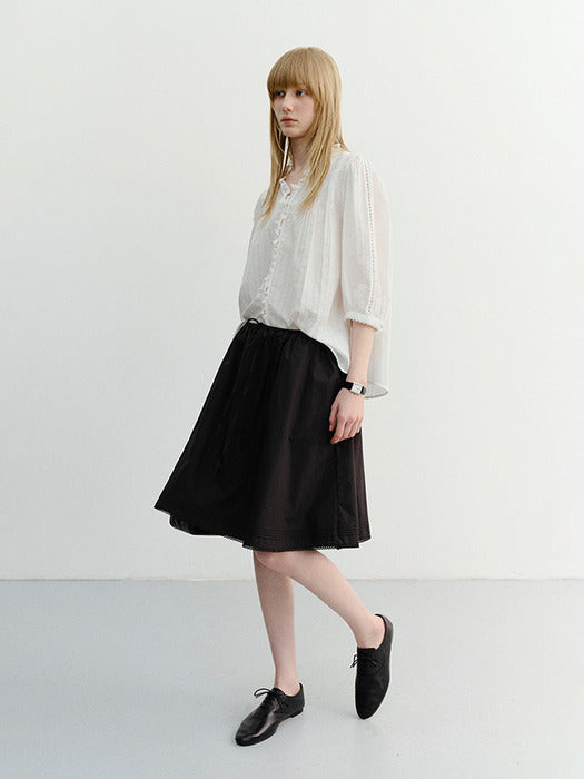 Dunst Laced Midi Full Skirt Black