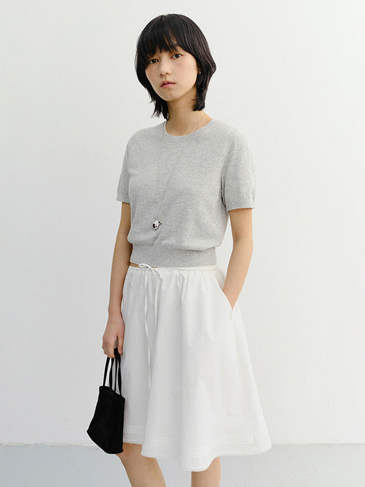 Dunst Laced Midi Full Skirt White