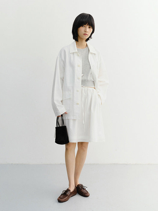Dunst Laced Midi Full Skirt White