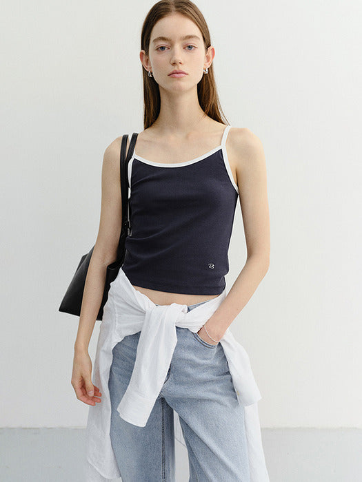 Dunst 2-Tone Trim Sleeveless Top Navy Ivory