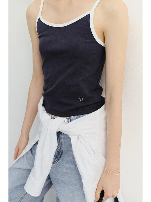 Dunst 2-Tone Trim Sleeveless Top Navy Ivory