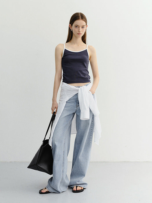 Dunst 2-Tone Trim Sleeveless Top Navy Ivory