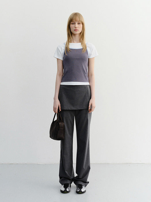 Dunst 2-Tone Trim Sleeveless Top Charcoal Soft Blue