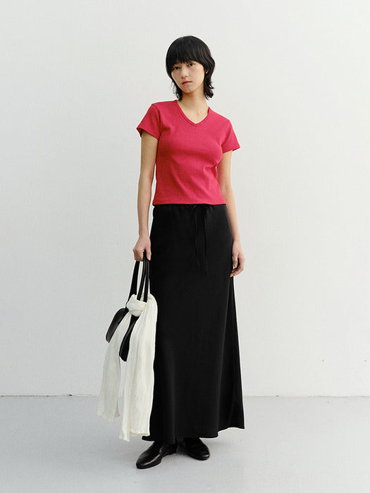 Dunst V-Neck Slim Top Red