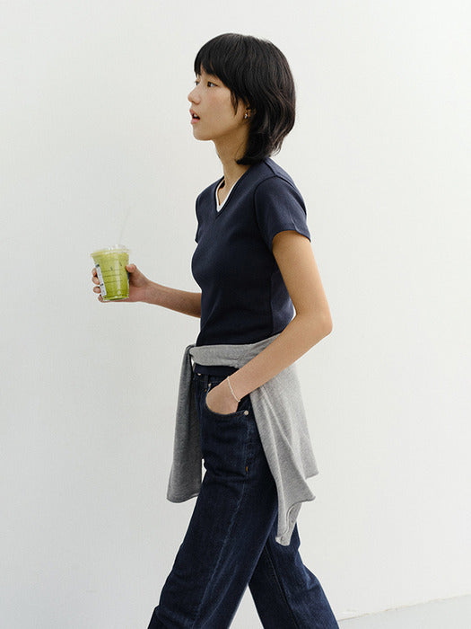 [dunst] V-Neck Slim Top NAVY_UDTS6B226N2