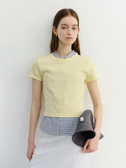 Dunst Cropped Slim Top Lemon