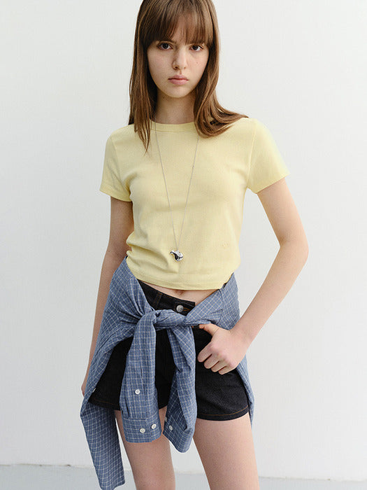 Dunst Cropped Slim Top Lemon