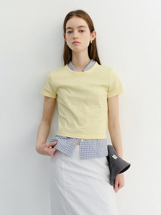 Dunst Cropped Slim Top Lemon