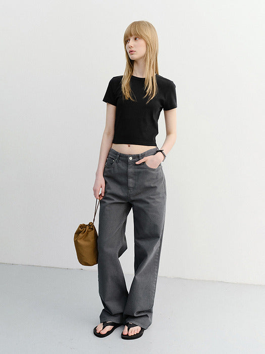 Dunst Cropped Slim Top Black