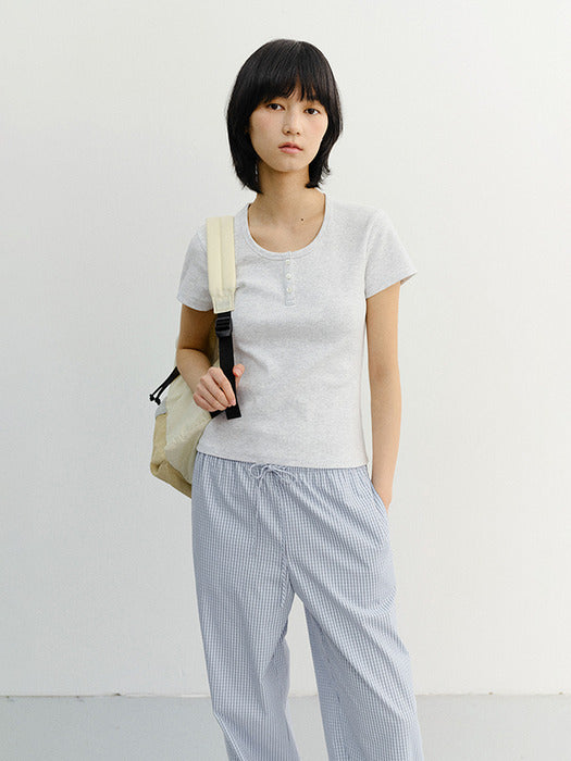 Dunst Classic Scoop Neck Top Light Melange Grey