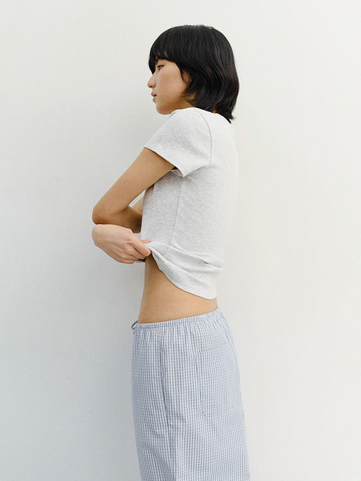 Dunst Classic Scoop Neck Top Light Melange Grey