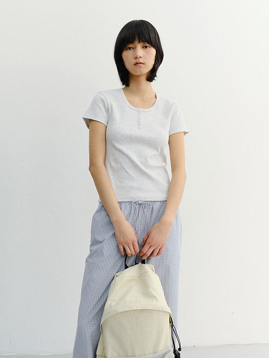 Dunst Classic Scoop Neck Top Light Melange Grey