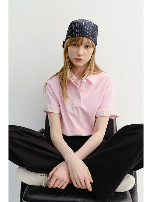 [dunst] Cropped Slim Collared T-Shirt PINK_UDTS6B221P1