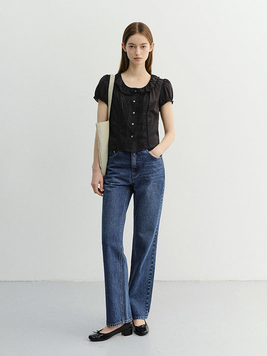 Dunst Frill Collared Blouse Black