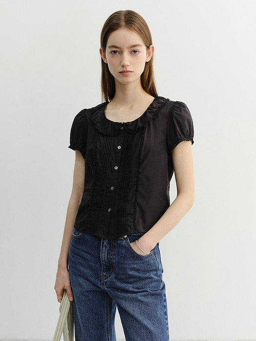 Dunst Frill Collared Blouse Black