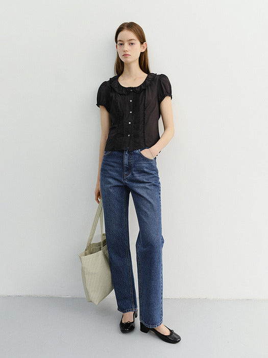 Dunst Frill Collared Blouse Black