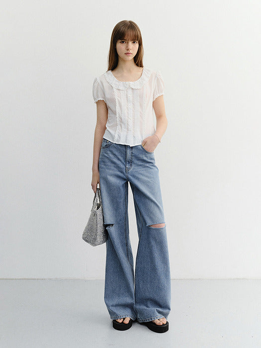 Dunst Frill Collared Blouse White