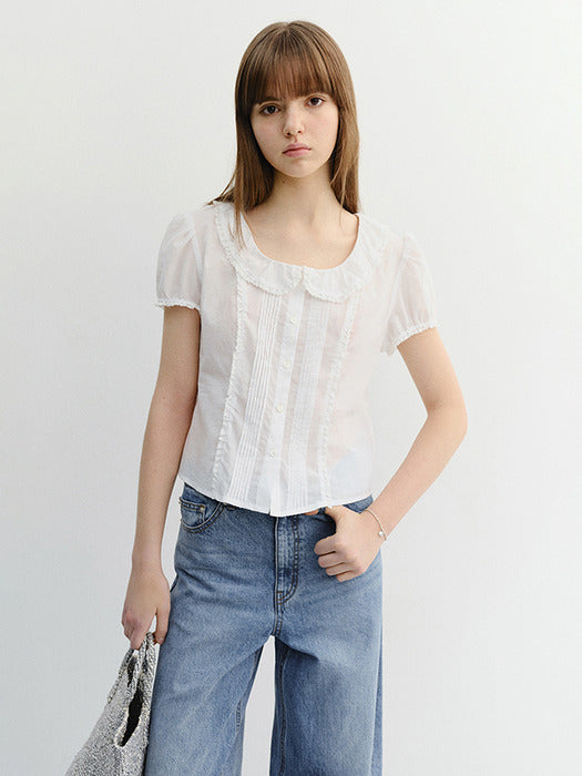 Dunst Frill Collared Blouse White