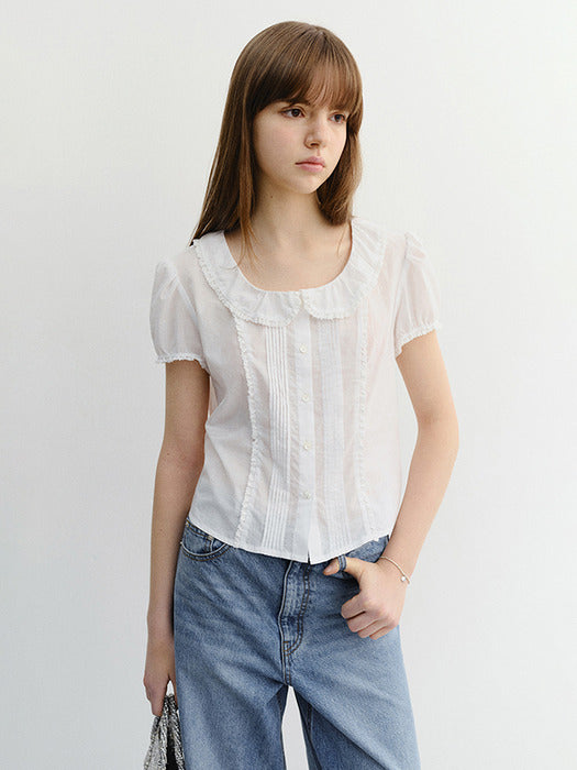 Dunst Frill Collared Blouse White