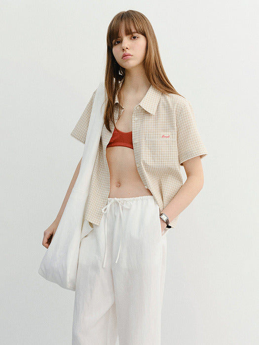 Dunst Laced Checked Shirt Beige Check
