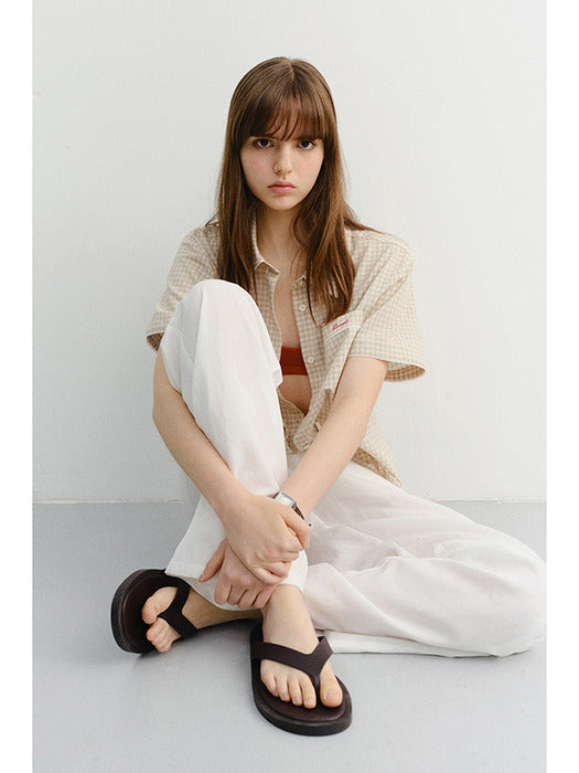 Dunst Laced Checked Shirt Beige Check