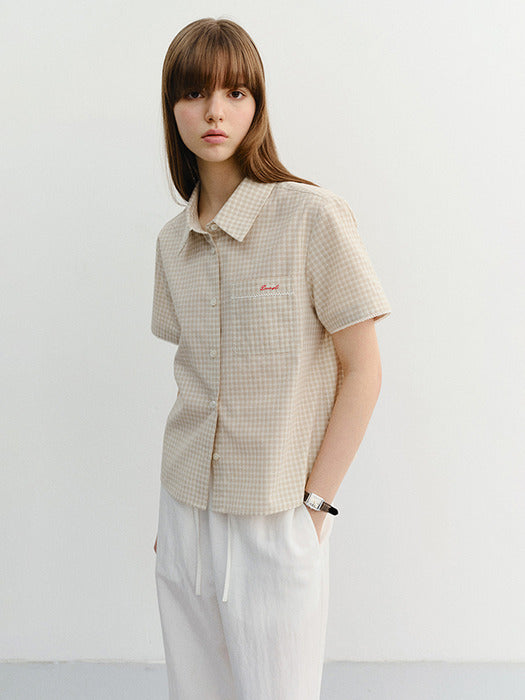 Dunst Laced Checked Shirt Beige Check