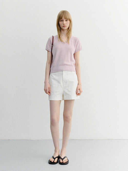 Dunst Summer Linen V-Neck Knit Soft Pink