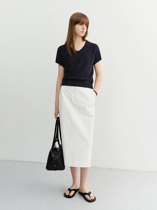 Dunst Summer Linen V-Neck Knit Navy