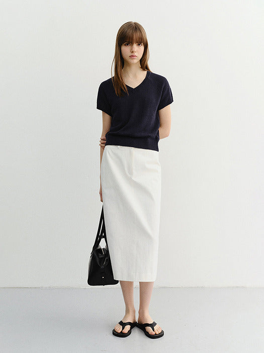 Dunst Summer Linen V-Neck Knit Navy