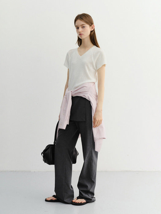 Dunst Summer Linen V-Neck Knit Ivory