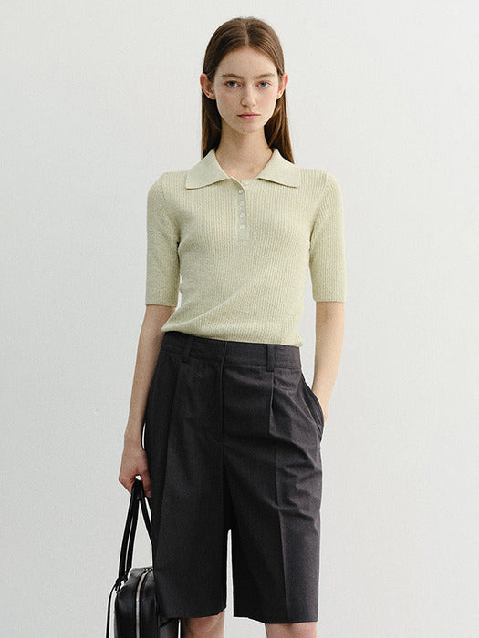 Dunst Buttoned Slim Polo Knit Mint