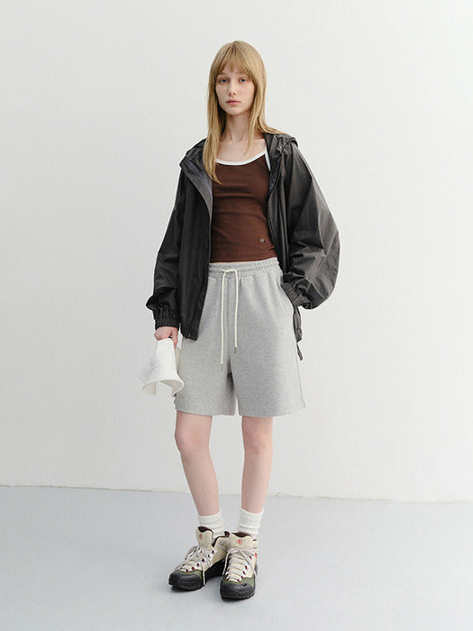 Dunst Unisex Logo Sweat Shorts Melange Grey