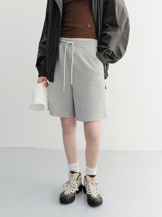 Dunst Unisex Logo Sweat Shorts Melange Grey