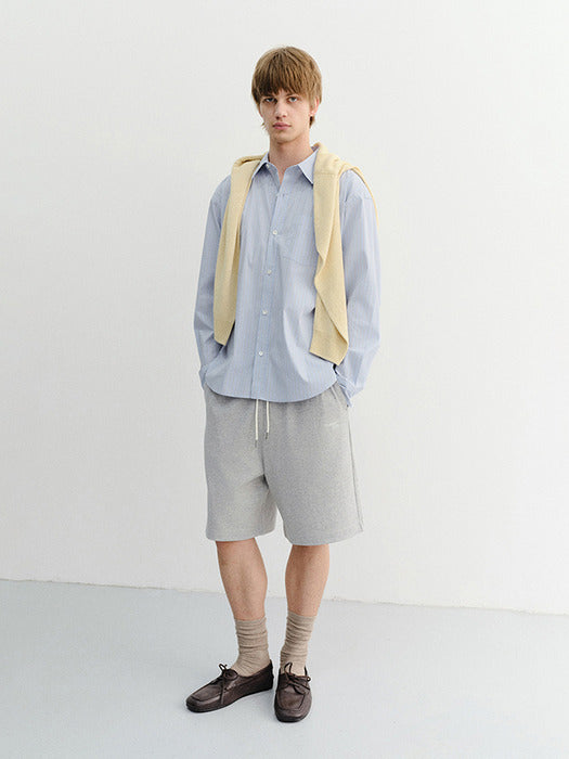 Dunst Unisex Logo Sweat Shorts Melange Grey