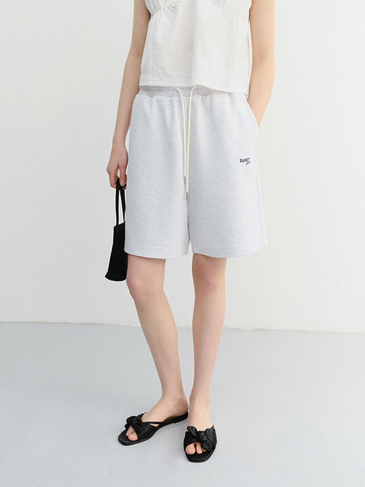 Dunst Unisex Logo Sweat Shorts Light Melange Grey