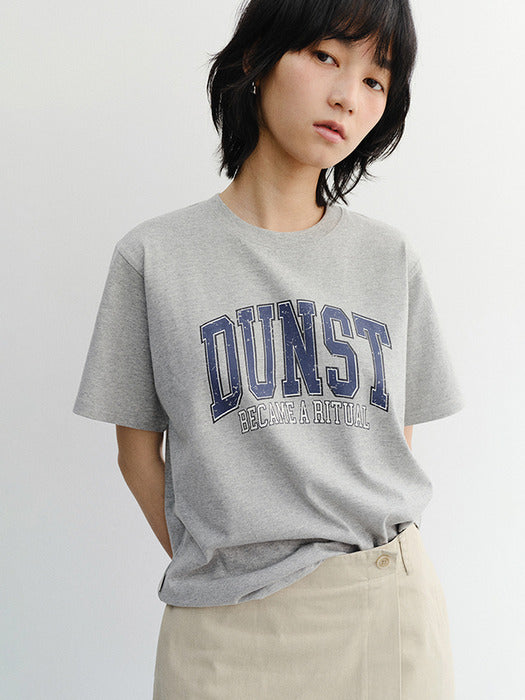 Dunst Unisex Vintage Arch Logo T-Shirt Melange Grey