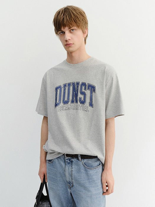 Dunst Unisex Vintage Arch Logo T-Shirt Melange Grey
