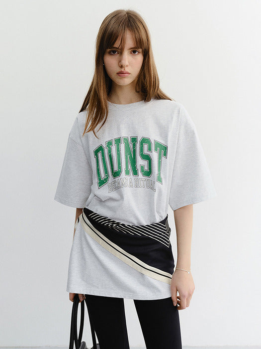 Dunst Unisex Vintage Arch Logo T-Shirt Light Melange Grey