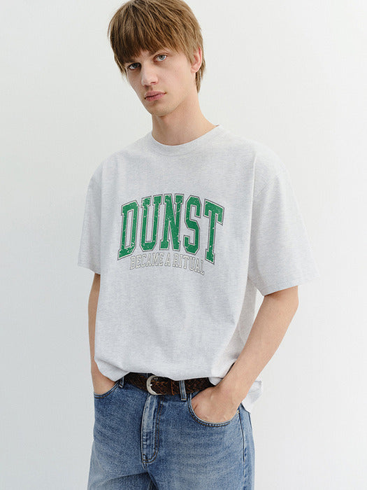 Dunst Unisex Vintage Arch Logo T-Shirt Light Melange Grey