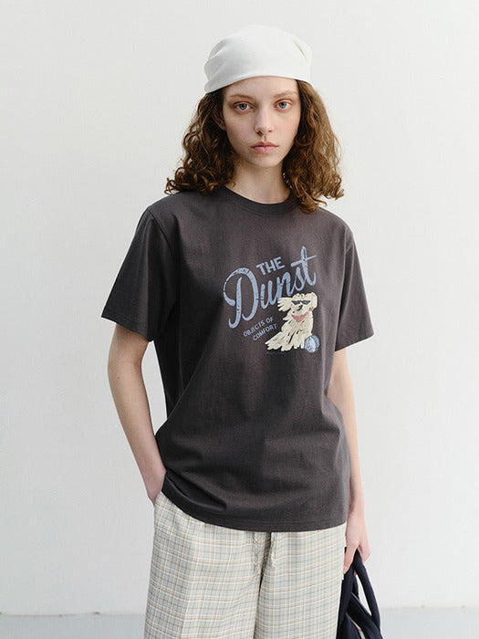 Dunst Unisex Drawing Puppy T-Shirt Charcoal Grey