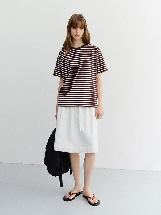 Dunst Unisex Striped T-Shirt Brown Pink