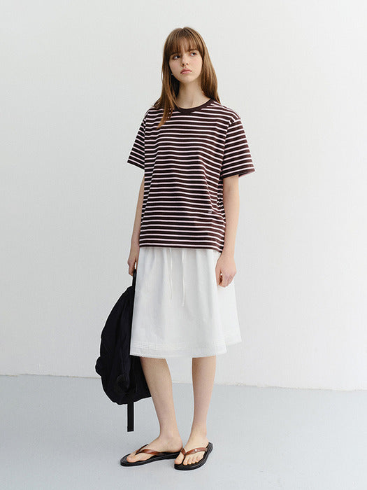 Dunst Unisex Striped T-Shirt Brown Pink