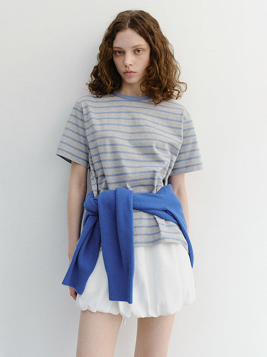 Dunst Unisex Striped T-Shirt Melange Grey Blue