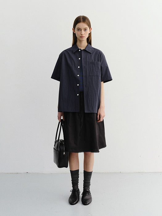 Dunst Unisex Open Collared Shirt Navy