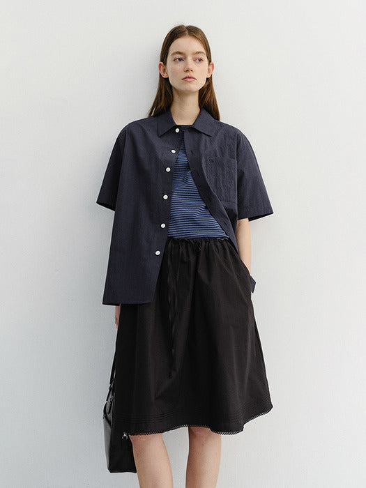 Dunst Unisex Open Collared Shirt Navy